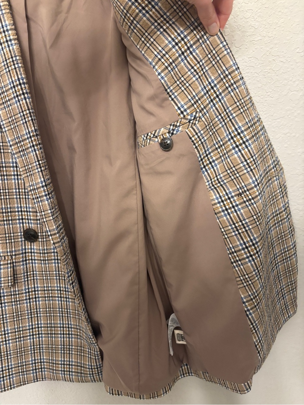 Madewell Tan Plaid Double-Breasted Blazer - Picture 4 of 7